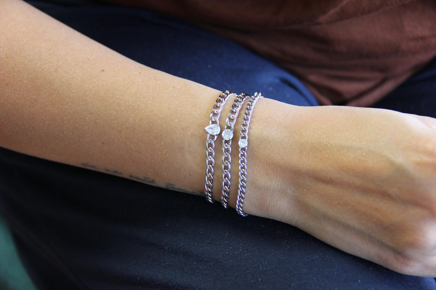 Cuban Chain Zirconia Bracelet, Waterproof Gold Shiny Bracelet for Women, Handmade Minimal Zirconia Bracelets, Unique Mother Day Gift for Her