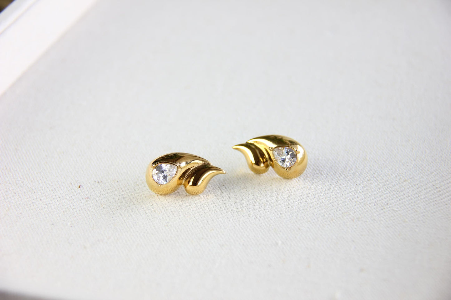 Drop Zircon Earring, Gold Chunky Statement Earring, Unique Gold Zircon Boho Earring, Minimal Gold Earring for Her, Mother's Day Gift for Her