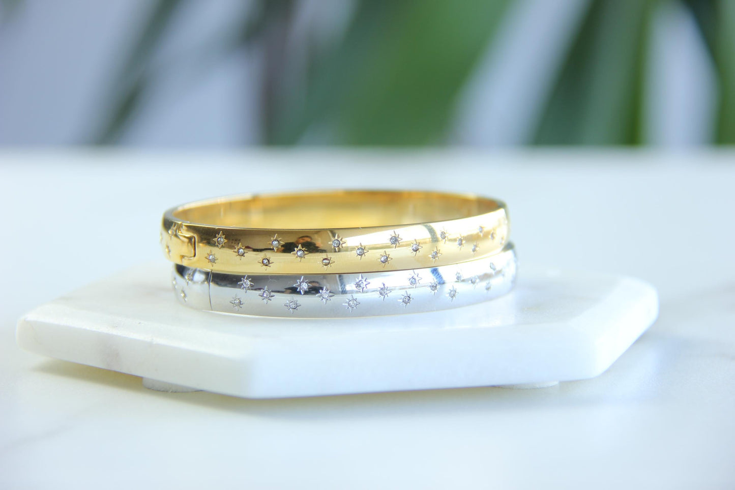 18K Gold Cuff Bracelet Celestial Open Bangle Stacking Gold Bracelet Waterproof Cuff Bracelet Unique Jewelry Bracelet Gift for Mom