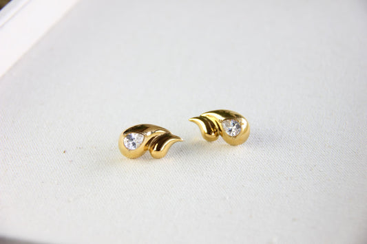 Drop Zircon Earring, Gold Chunky Statement Earring, Unique Gold Zircon Boho Earring, Minimal Gold Earring for Her, Mother's Day Gift for Her