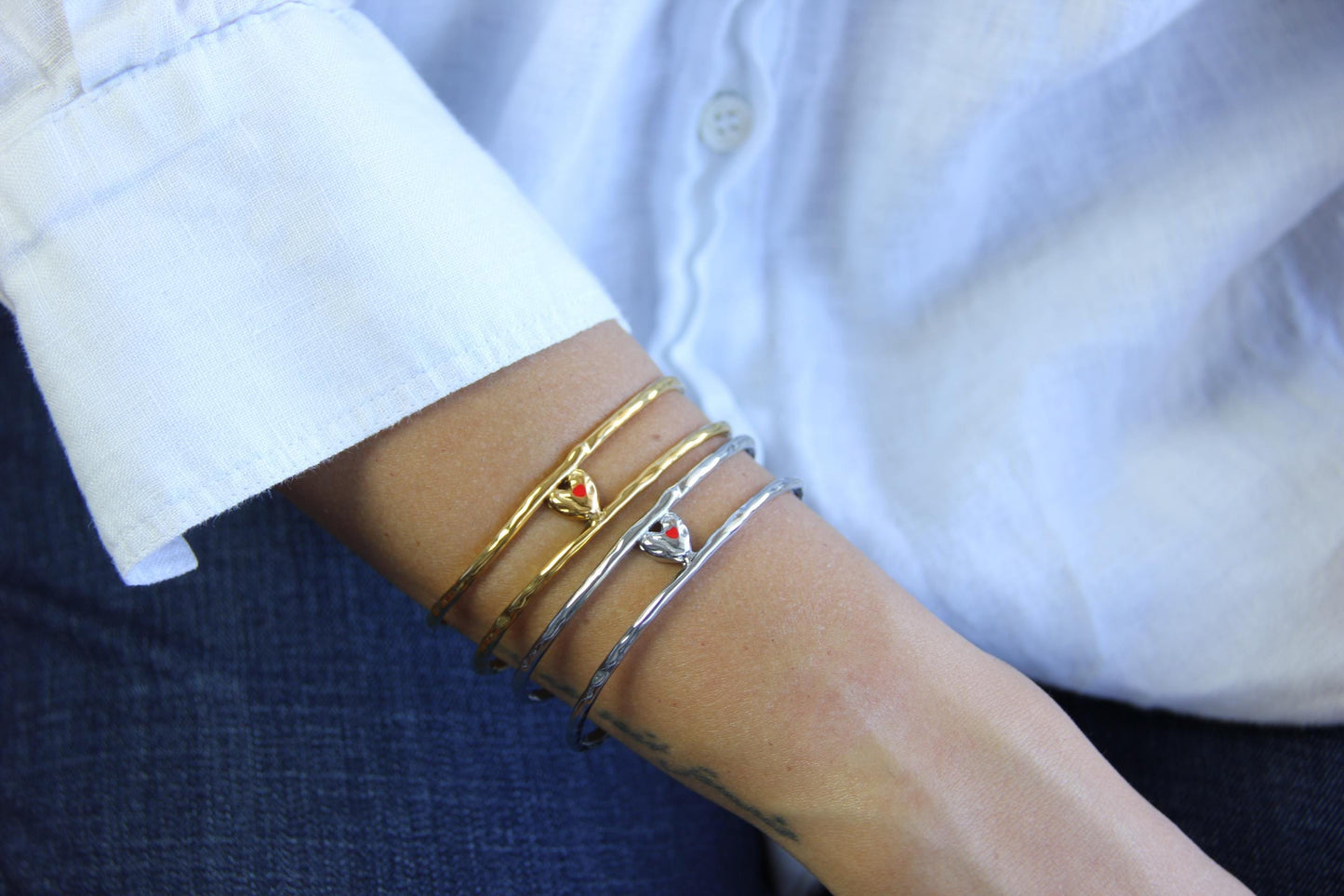 18K Gold Cuff Heart Bracelet,Open Love Bangle Stacking Gold Bracelet,Waterproof Handmade Cuff Bracelet, Gift for Her, Mothers Day Gifts