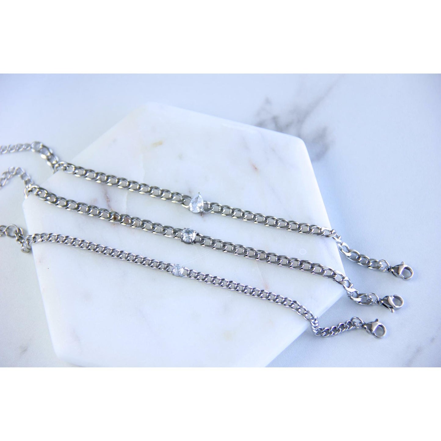 Cuban Chain Zirconia Bracelet, Waterproof Gold Shiny Bracelet for Women, Handmade Minimal Zirconia Bracelets, Unique Mother Day Gift for Her