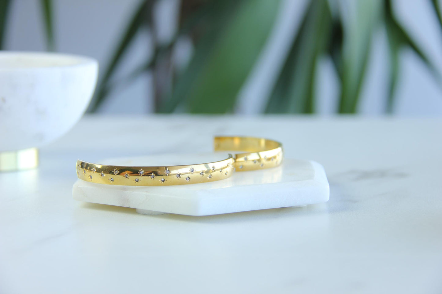 18K Gold Cuff Bracelet Celestial Open Bangle Stacking Gold Bracelet Waterproof Cuff Bracelet Unique Jewelry Bracelet Gift for Mom