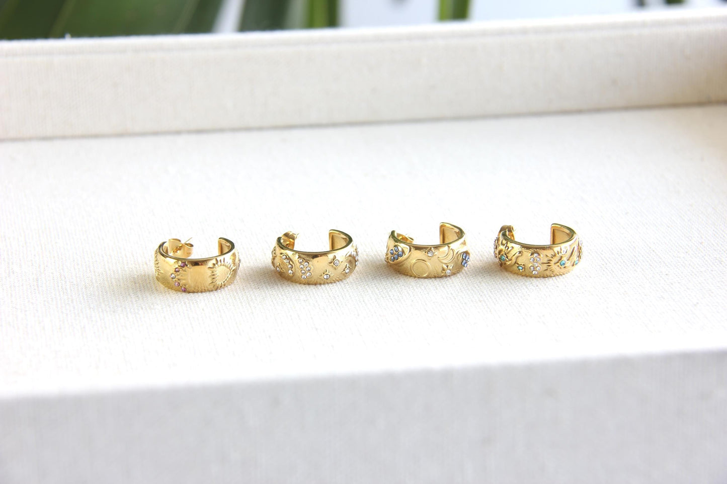 Celestial Gold Stud Hoops, Star Moon Hoop Earrings, Dainty Tiny Hoops for Women, Love Heart Minimal Friend Gift, Unique Mother's Day Gifts