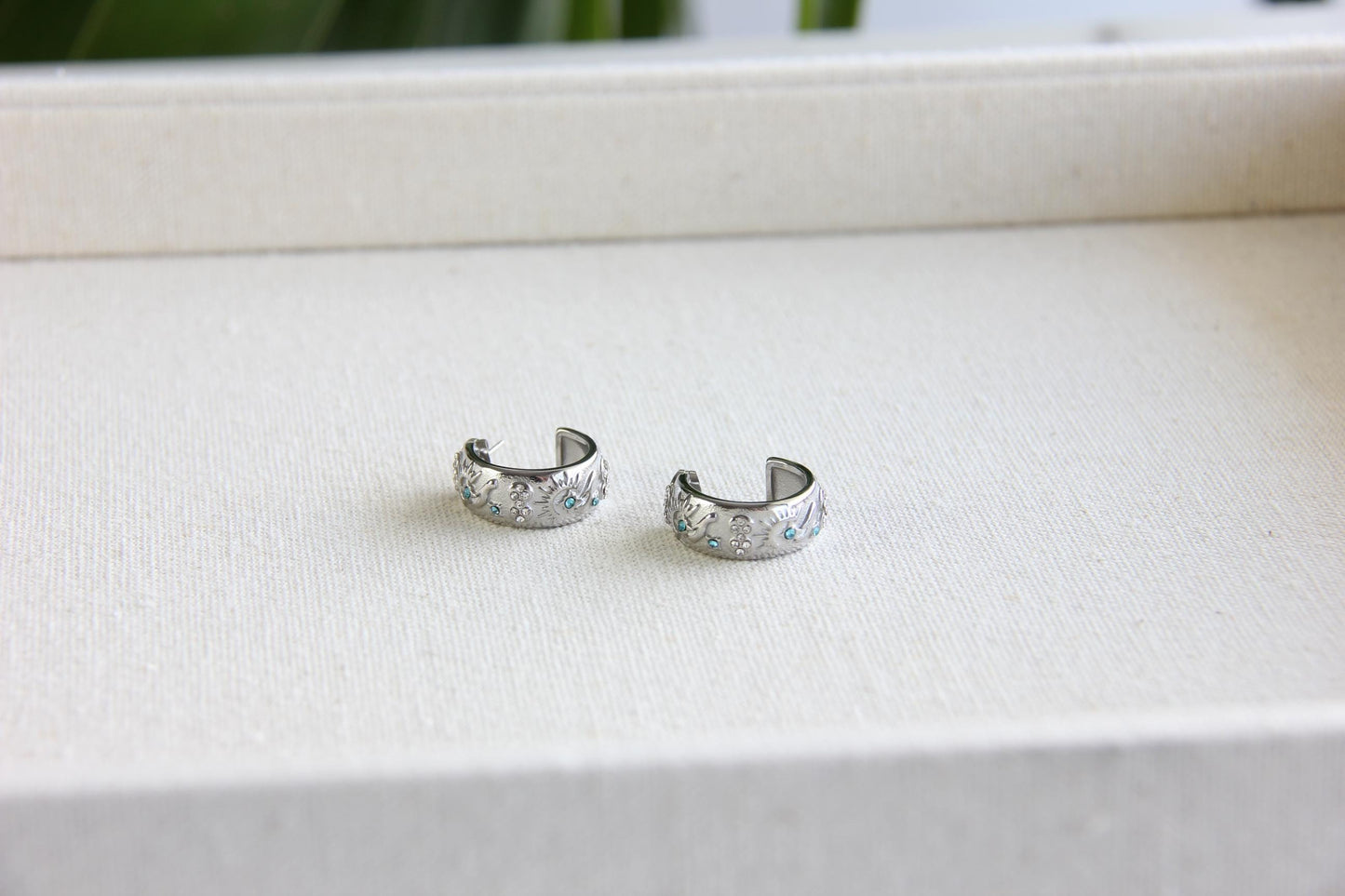 Celestial Gold Stud Hoops, Star Moon Hoop Earrings, Dainty Tiny Hoops for Women, Minimal Jewelry Gift for Friend, Unique Mother's Day Gifts
