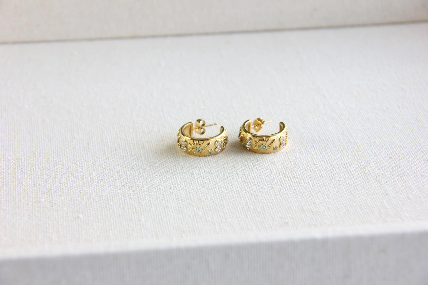 Celestial Gold Stud Hoops, Star Moon Hoop Earrings, Dainty Tiny Hoops for Women, Love Heart Minimal Friend Gift, Unique Mother's Day Gifts