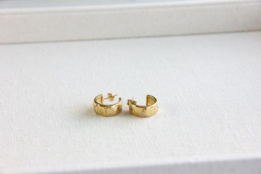 Celestial Gold Stud Hoops, Star Moon Hoop Earrings, Dainty Tiny Hoops for Women, Love Heart Minimal Friend Gift, Unique Mother's Day Gifts