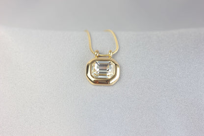 Green Pendant Vintage Necklace, 18K Gold Zircon Drop Necklace, Layering Dainty Chain Necklace, Unique Mother's Day Gift for Her