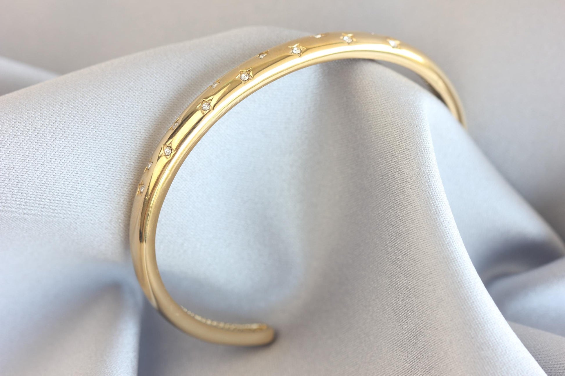 18K Gold Cuff Bracelet Celestial Open Bangle Stacking Gold Bracelet Waterproof Cuff Bracelet Unique Jewelry Bracelet Gift for Mom