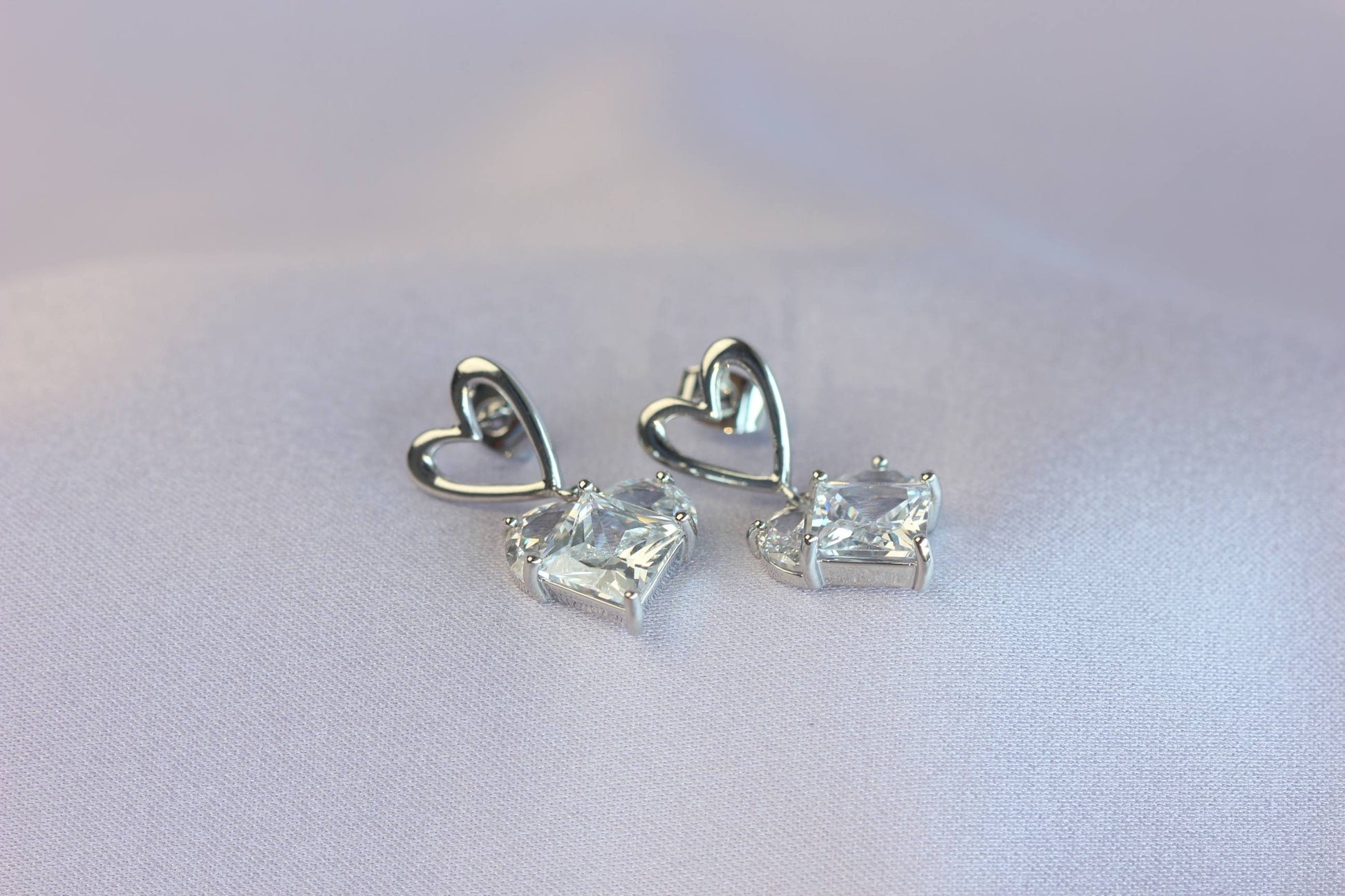 Shiny CZ Heart Stud Drop Earrings will add extra sparkle to your special day! Perfect gift for mom!