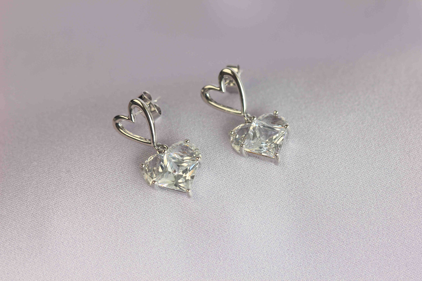 Shiny CZ Heart Stud Drop Earrings will add extra sparkle to your special day! Perfect gift for mom!