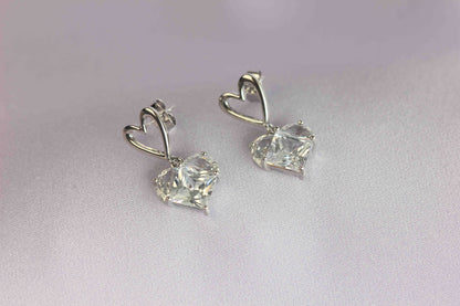 Shiny CZ Heart Stud Drop Earrings will add extra sparkle to your special day! Perfect gift for mom!