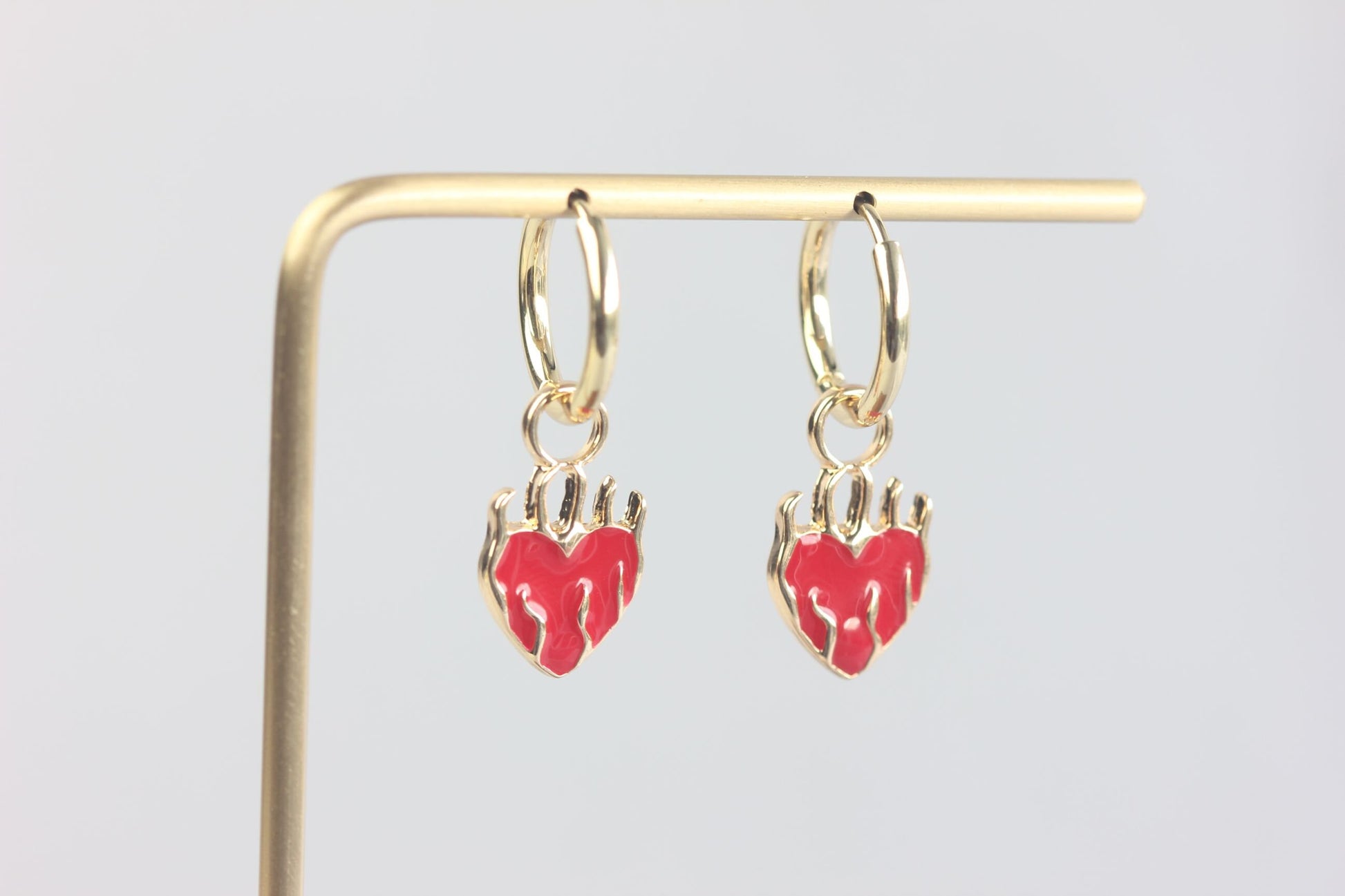 Gold Heart Earrings, Heart Earrings,Gold Huggie Earring,Gold Flame Earrings,Birthday Gift for Her,Gold Earring for Women,Gift for Mother Day