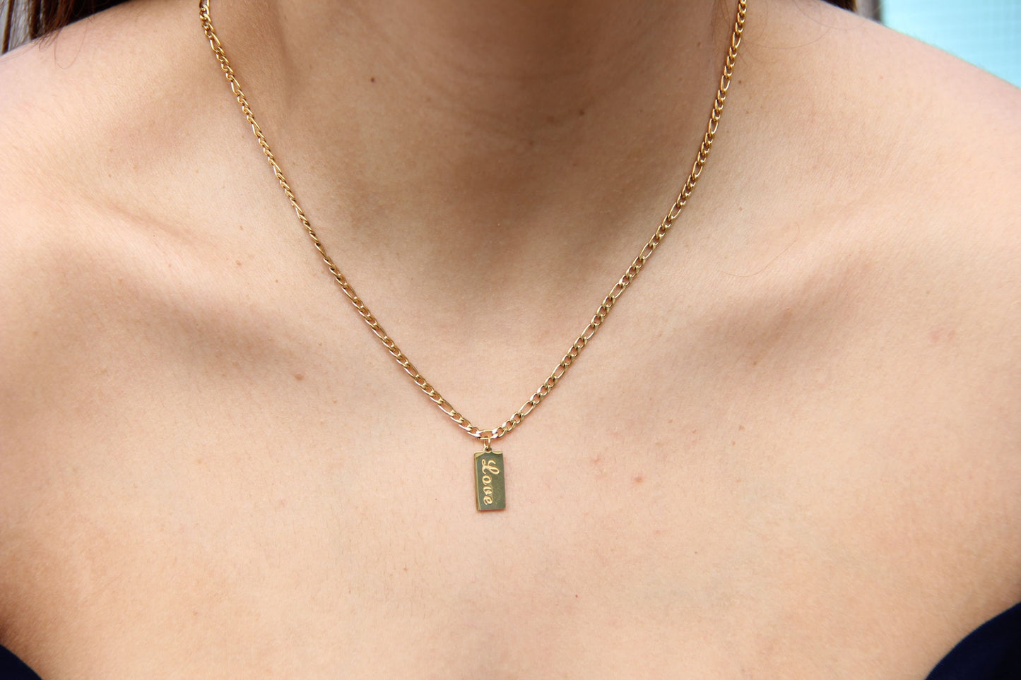 Wear or unique 18K Gold Love Heart tag necklace as a layering necklace or solo. Perfect gift for your girlfriend, wife, partner or loved ones!