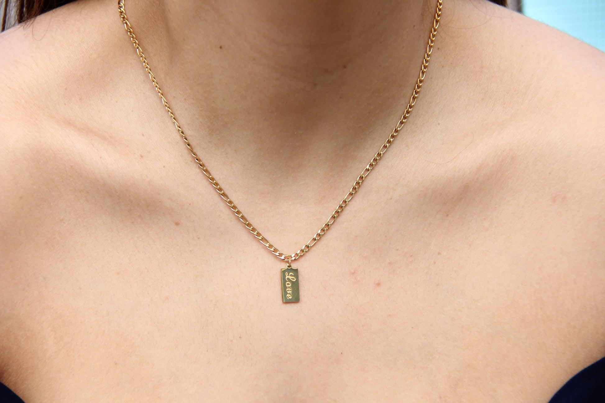 Wear or unique 18K Gold Love Heart tag necklace as a layering necklace or solo. Perfect gift for your girlfriend, wife, partner or loved ones!