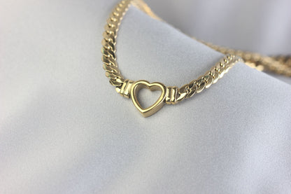 Cuban Link Chain Heart Necklace Braided Woven Cuban Chain Waterproof Chubby Thick Heart Chain Necklace for Women Handmade Jewelry Gift Mom