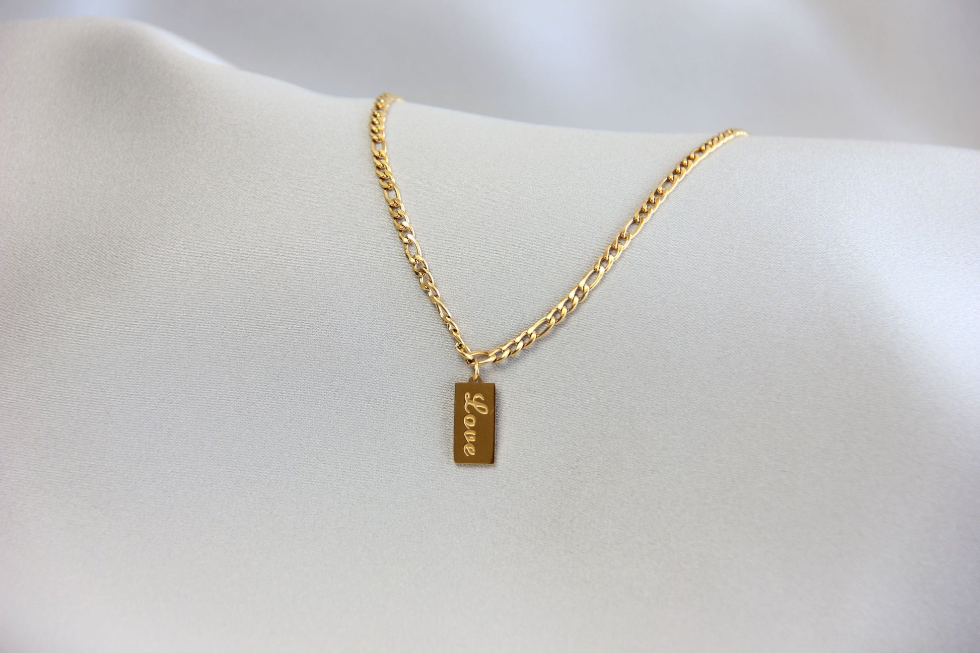 Wear or unique 18K Gold Love Heart tag necklace as a layering necklace or solo. Perfect gift for your girlfriend, wife, partner or loved ones!