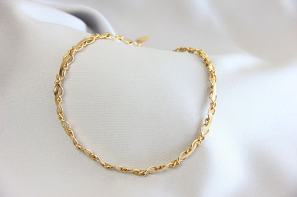 Twisted Chain Statement Necklace,18K Gold Layering Thick Chain Necklace,Waterproof Gold Thick Necklace,Handmade Jewelry Gift Her, Mom Gift