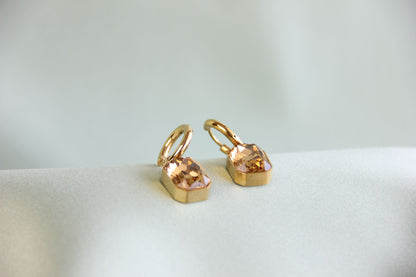 Dangle Zircon Hoop Earrings,18K Gold Minimalist CZ Drop Earrings,Vintage Dangle Hoop Handmade Earrings,Boho Gold Earring,Mother's Day Gifts