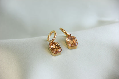Dangle Zircon Hoop Earrings,18K Gold Minimalist CZ Drop Earrings,Vintage Dangle Hoop Handmade Earrings,Boho Gold Earring,Mother's Day Gifts