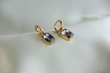Dangle Zircon Hoop Earrings,18K Gold Minimalist CZ Drop Earrings,Vintage Dangle Hoop Handmade Earrings,Boho Gold Earring,Mother's Day Gifts
