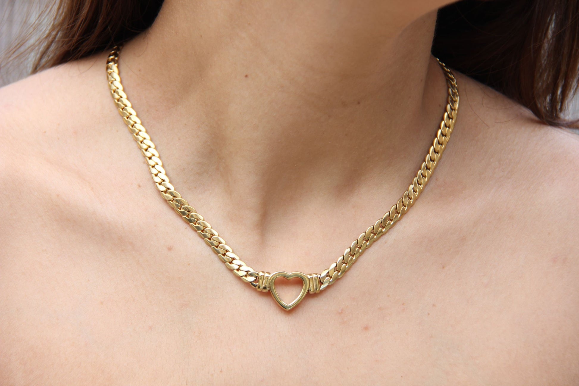 Cuban Link Chain Heart Necklace Braided Woven Cuban Chain Waterproof Chubby Thick Heart Chain Necklace for Women Handmade Jewelry Gift Mom