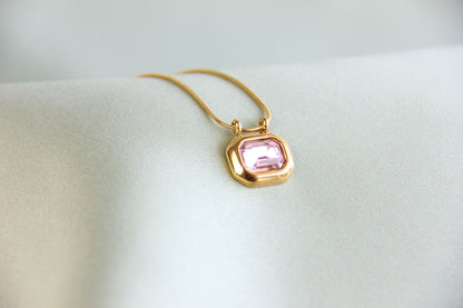 Green Pendant Vintage Necklace, 18K Gold Zircon Drop Necklace, Layering Dainty Chain Necklace, Unique Mother's Day Gift for Her