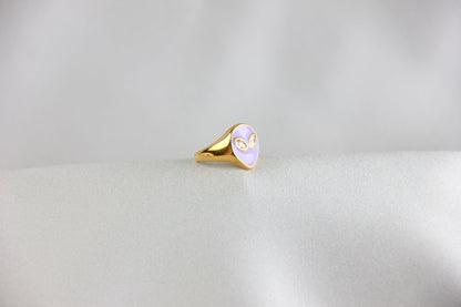 Gold Enamel Alien Jewelry,18K Gold Dome Alien Waterproof Ring,Statement Alien Jewelry,Handmade Stacking Gold Ring,Valentine Gifts for Her