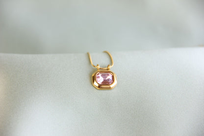Green Pendant Vintage Necklace, 18K Gold Zircon Drop Necklace, Layering Dainty Chain Necklace, Unique Mother's Day Gift for Her