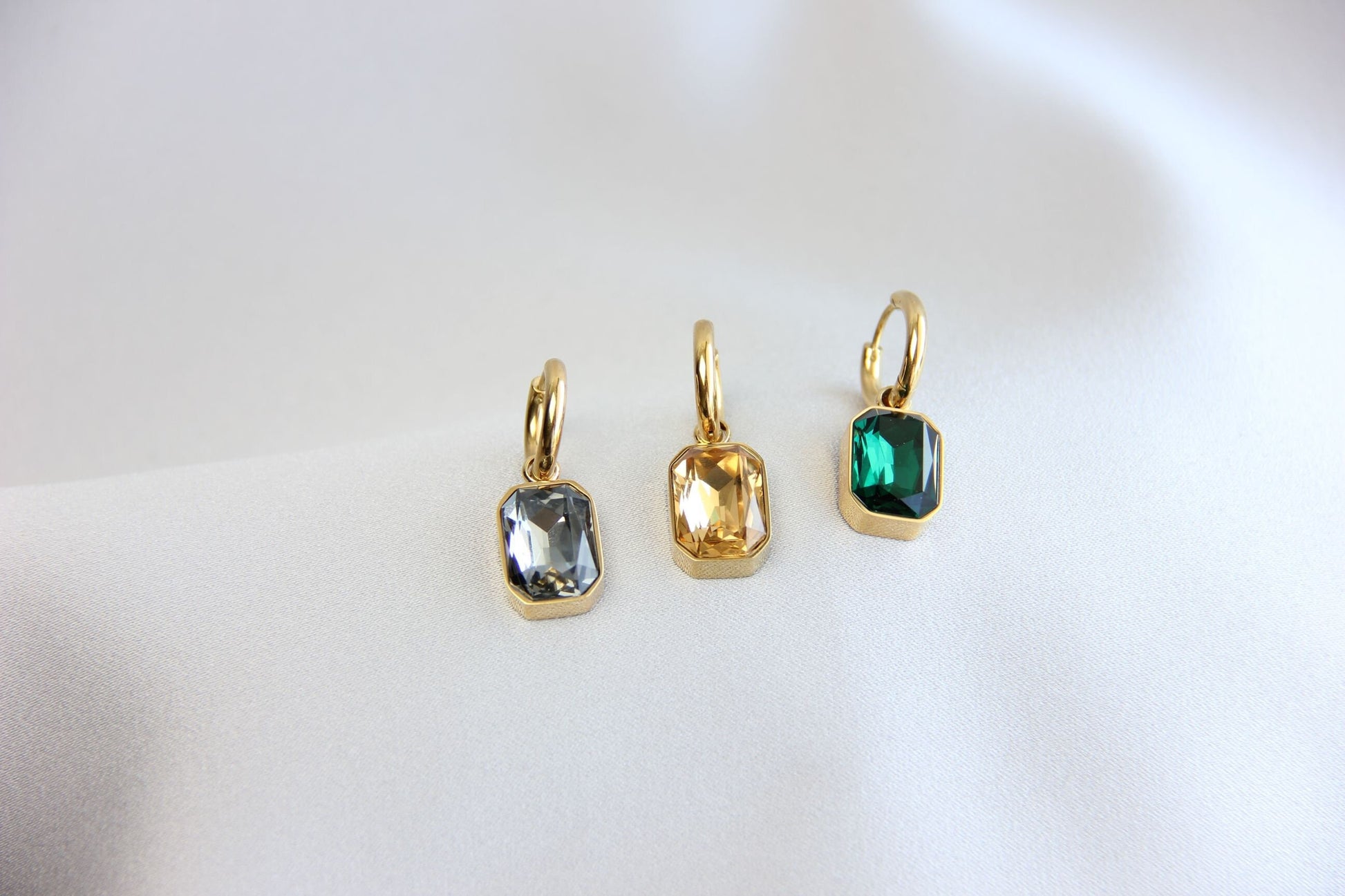 Dangle Zircon Hoop Earrings,18K Gold Minimalist CZ Drop Earrings,Vintage Dangle Hoop Handmade Earrings,Boho Gold Earring,Mother's Day Gifts