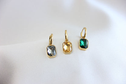 Dangle Zircon Hoop Earrings,18K Gold Minimalist CZ Drop Earrings,Vintage Dangle Hoop Handmade Earrings,Boho Gold Earring,Mother's Day Gifts