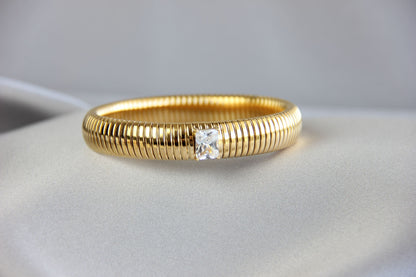 Unique 18K Gold Plated CZ Bangle Stretch Bracelets with colorful cubic zirconias that reflects statement textures with its shining zirconias. Complete your outfit day or night with this beauties! Perfect gift for her!