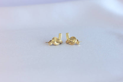 Gold Knot Earrings,Dainty Love Stud Earrings, Statement Earring for Her, Minimalist Handmade Gold Jewelry, Gift for Mom, Unique Gift for Her