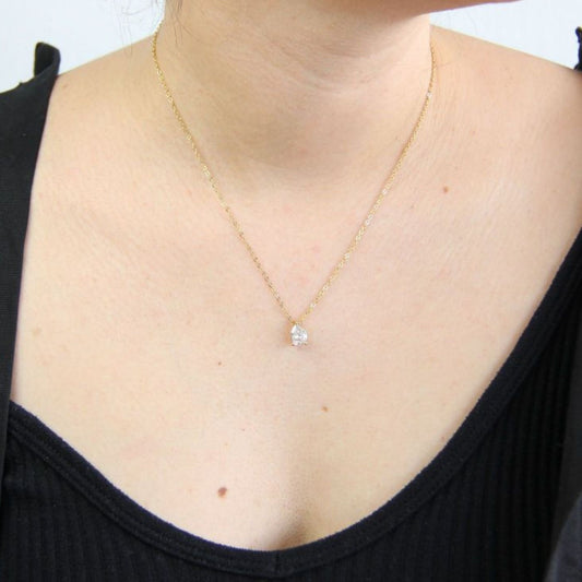 Dainty Zircon Drop Necklace, Minimal Zirconia Pendant Jewelry, Dazzling Crystal Necklace, Gift for Her, Handmade Jewelry, Mother's Day Gifts