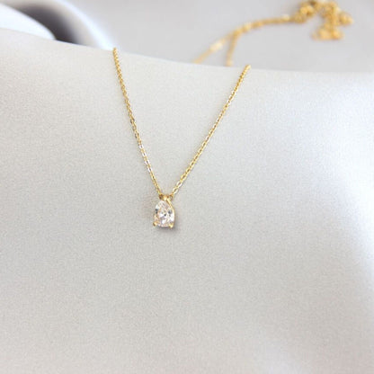 Dainty Zircon Drop Necklace, Minimal Zirconia Pendant Jewelry, Dazzling Crystal Necklace, Gift for Her, Handmade Jewelry, Mother's Day Gifts