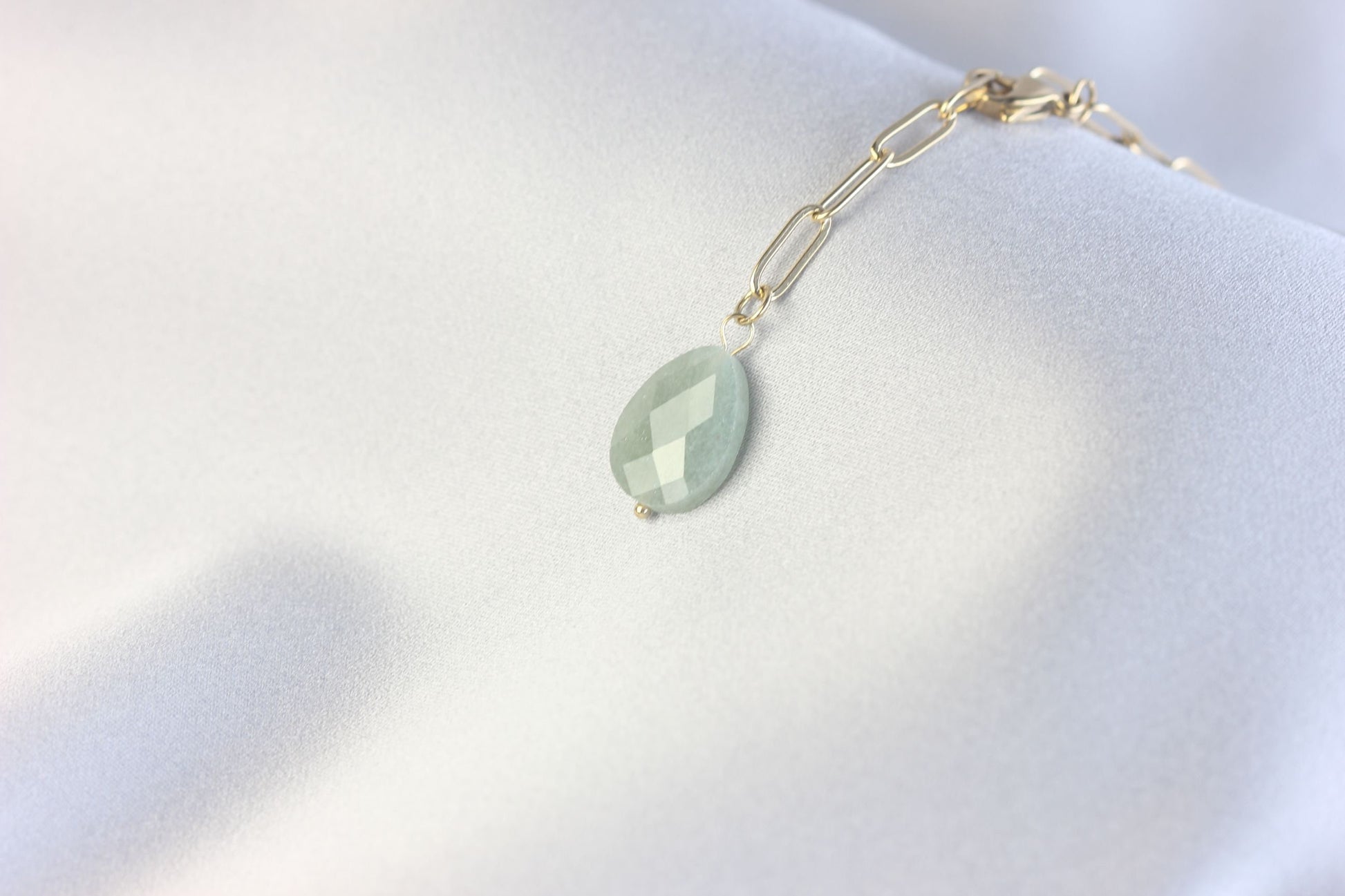 Agate Pendant Gold Chain Necklace, 18K Gold Dainty Waterproof Gemstone Necklace, Layering Thick Chain, Unique Gift for Friend, Mom Jewelry