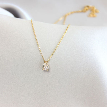 Dainty Zircon Drop Necklace, Minimal Zirconia Pendant Jewelry, Dazzling Crystal Necklace, Gift for Her, Handmade Jewelry, Mother's Day Gifts