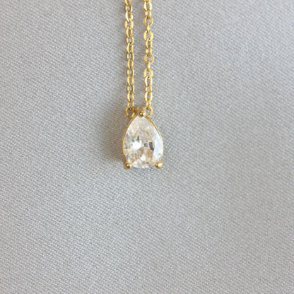Dainty Zircon Drop Necklace, Minimal Zirconia Pendant Jewelry, Dazzling Crystal Necklace, Gift for Her, Handmade Jewelry, Mother's Day Gifts