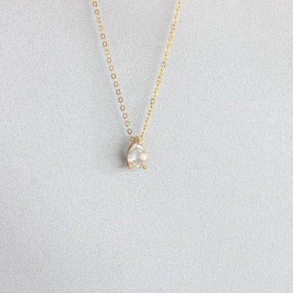 Dainty Zircon Drop Necklace, Minimal Zirconia Pendant Jewelry, Dazzling Crystal Necklace, Gift for Her, Handmade Jewelry, Mother's Day Gifts