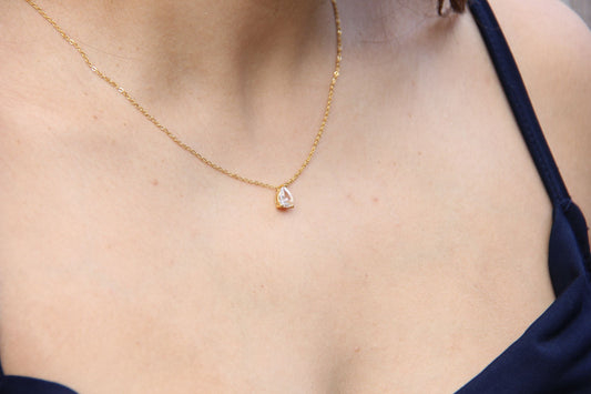 Dainty Zircon Drop Necklace, Minimal Zirconia Pendant Jewelry, Dazzling Crystal Necklace, Gift for Her, Handmade Jewelry, Mother's Day Gifts