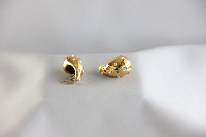 Teardrop Gold Zirconia Stud Earring, Chunky 18K Gold Stud CZ Earring, Bold Unique 18K Gold Earring for Women, Mother's Day Gifts for Her