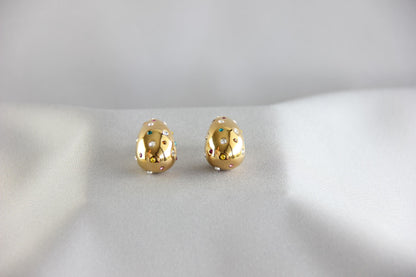 Teardrop Gold Zirconia Stud Earring, Chunky 18K Gold Stud CZ Earring, Bold Unique 18K Gold Earring for Women, Mother's Day Gifts for Her