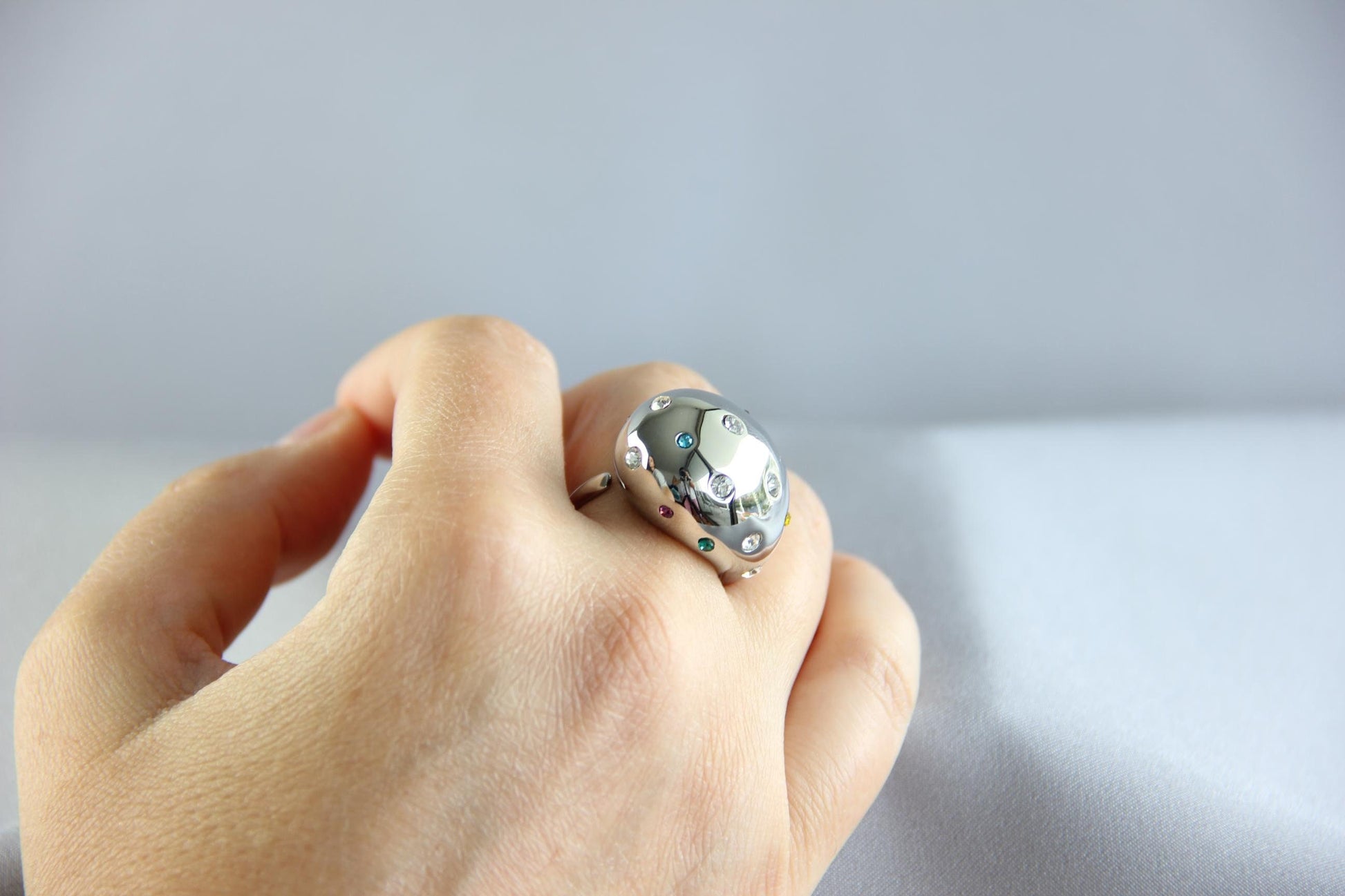 Elegant Statement Chunky Zirconia Ring, Sparkling Cubic Zirconia Jewelry Gift, Best Friend Gift, Handmade Rings, Mother's Day Gifts for Her