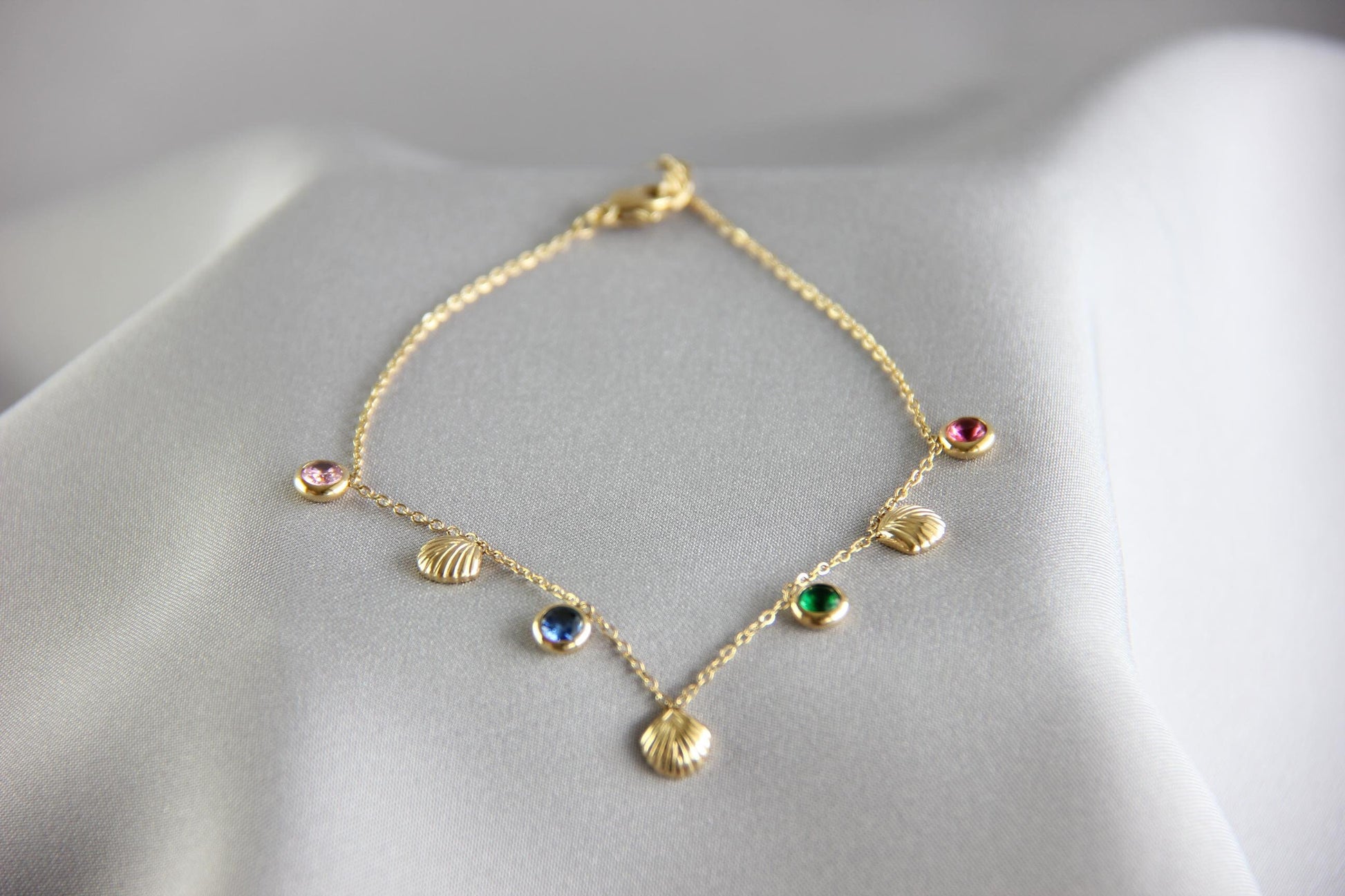 Dainty Shell Gold Anklet, Gold Summer Beach Anklet, Shiny Shell Chain Anklet for Her, Stainless Steel Adjustable Anklet,Mother's Day Gifts