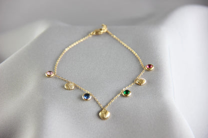 Dainty Shell Gold Anklet, Gold Summer Beach Anklet, Shiny Shell Chain Anklet for Her, Stainless Steel Adjustable Anklet,Mother's Day Gifts