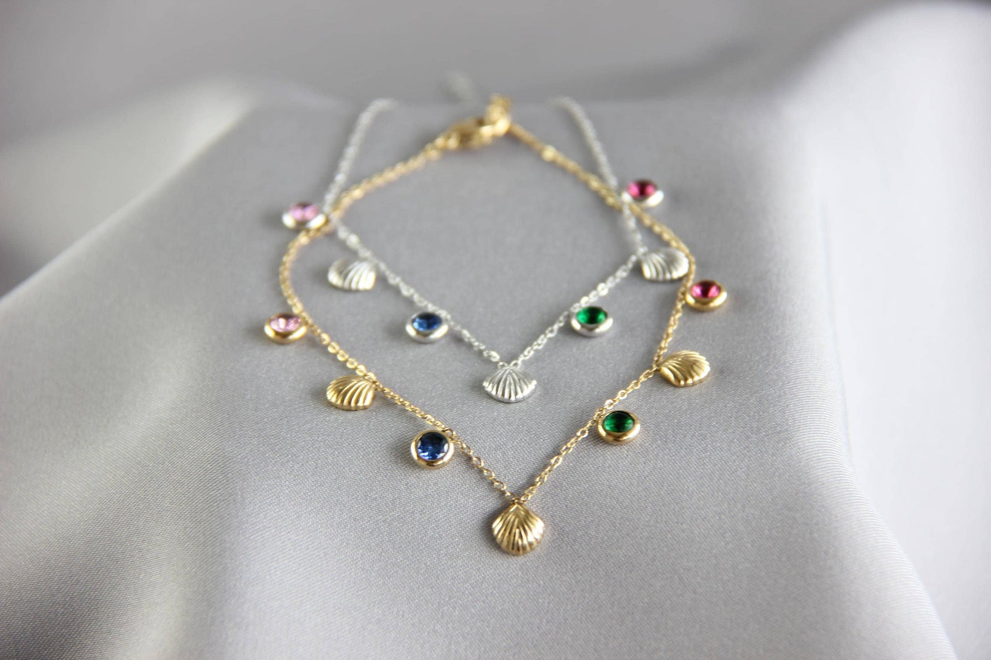 Dainty Shell Gold Anklet, Gold Summer Beach Anklet, Shiny Shell Chain Anklet for Her, Stainless Steel Adjustable Anklet,Mother's Day Gifts