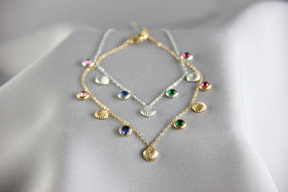 Dainty Shell Gold Anklet, Gold Summer Beach Anklet, Shiny Shell Chain Anklet for Her, Stainless Steel Adjustable Anklet,Mother's Day Gifts