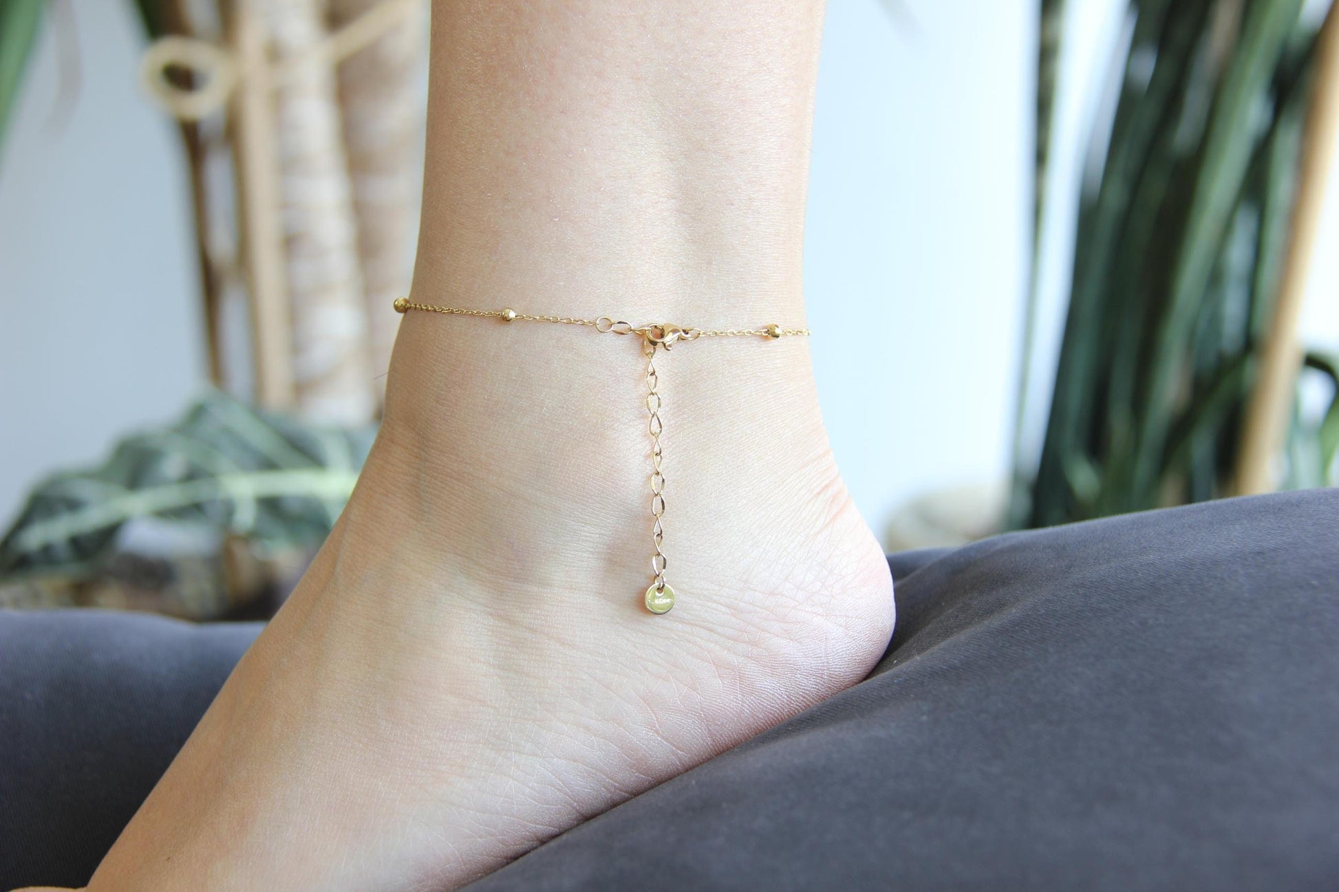 Dainty Zircon Gold Anklet, Gold Summer Beach Anklet, Shiny Zircon Chain Anklet for Her, Stainless Steel Adjustable Anklet,Valentine Gifts