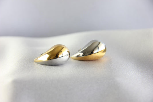 Teardrop 18K Gold Modern Stud Unique Earring, Handmade Waterproof Chunky Gold Earring,Unique Jewelry Earring Gift,Valentine Gifts for Her