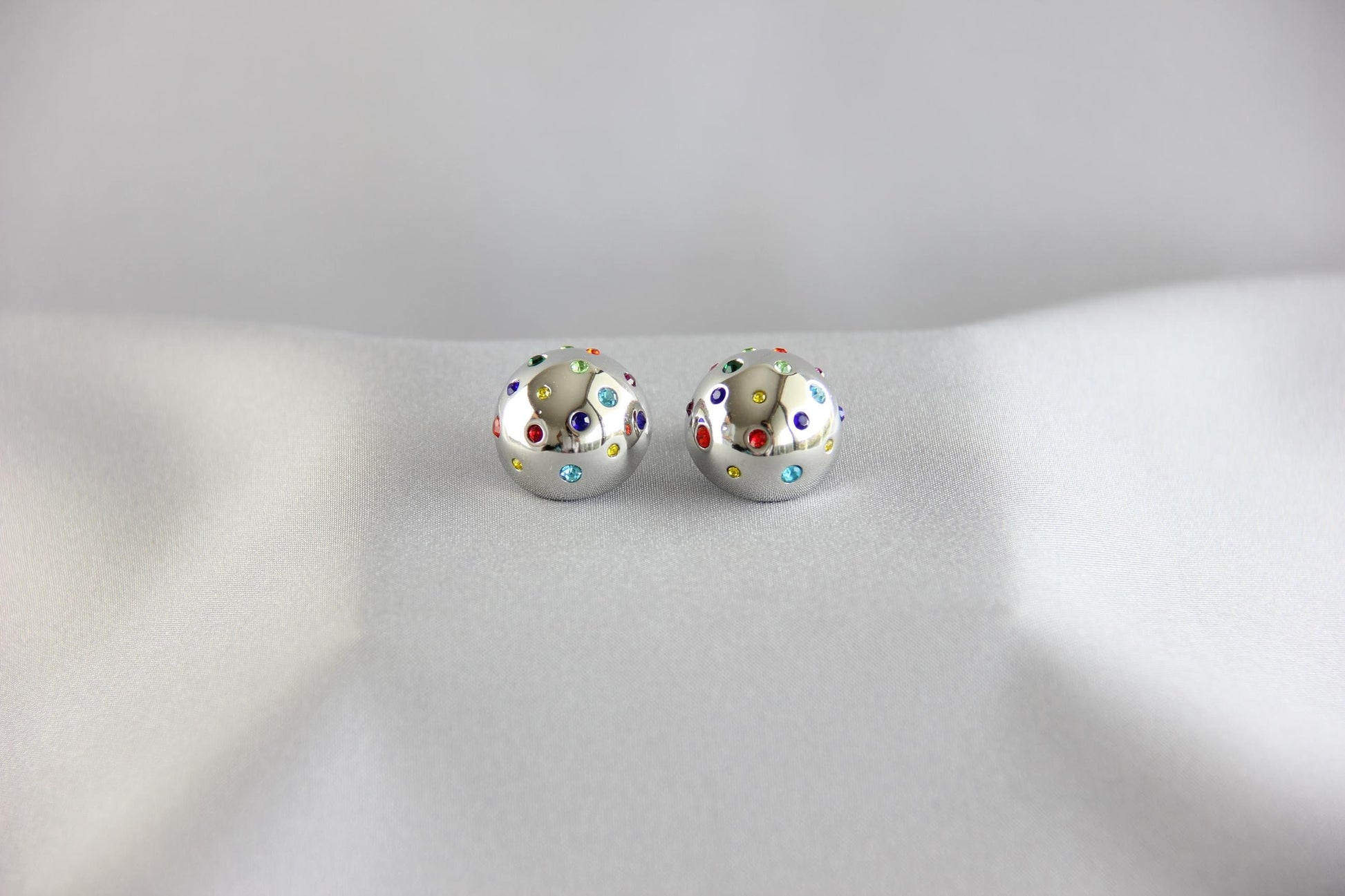Colorful CZ Statement Earring, Modern Gold Stud Unique Jewelry, Chunky Handmade Bold Earring, Mom Jewelry Gifts, Mother's Day Gifts